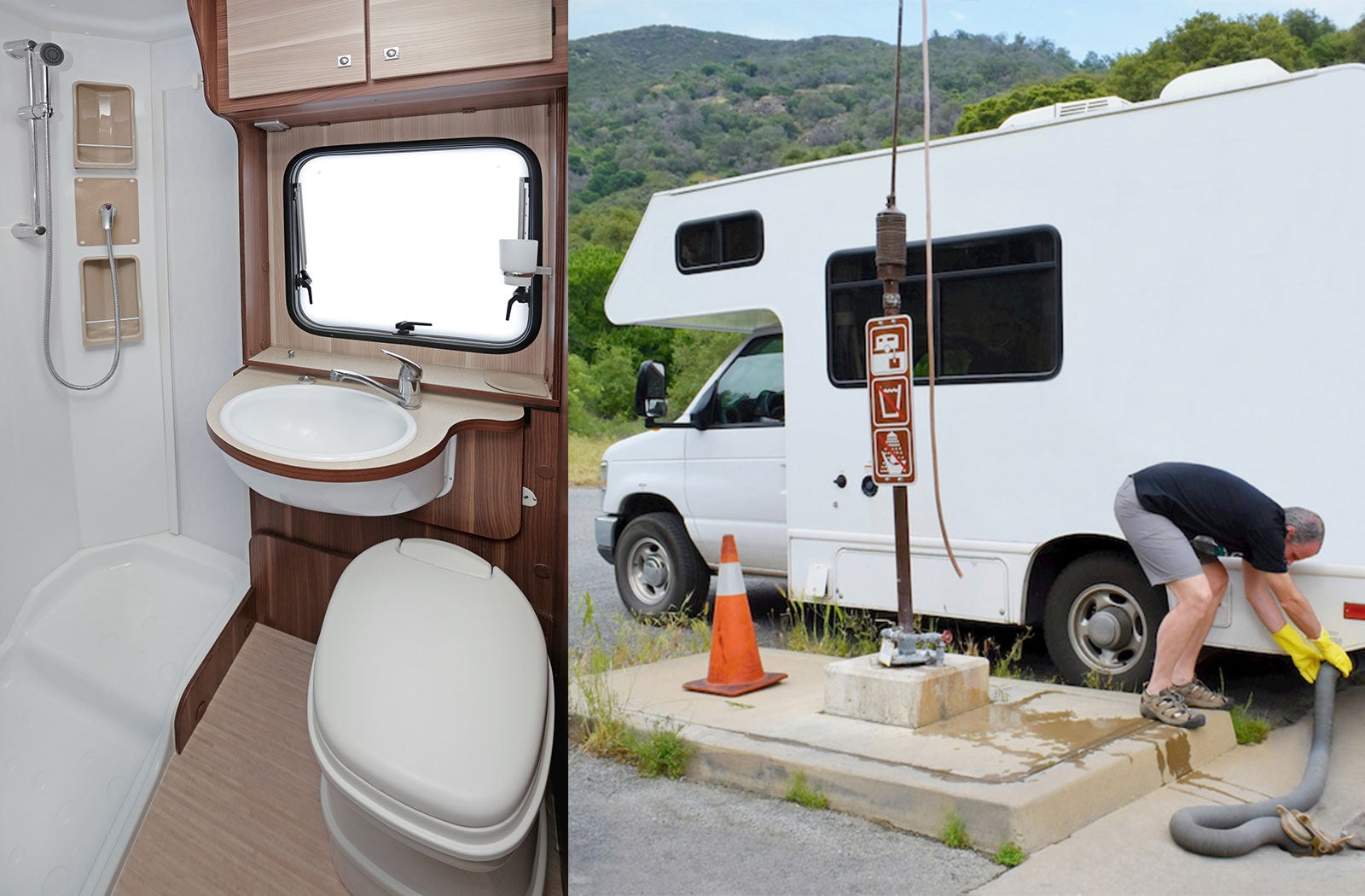 Portable RV/camper toilet and holding tank setup in Glen Burnie, Maryland