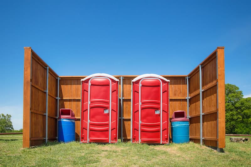 Short-term porta potty units staged for delivery in Glen Burnie, Maryland